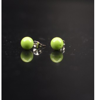 puces d'oreilles Acier Inoxydable en verre "vert anis"
