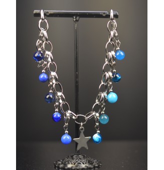 Bracelet Charms en Verre Filé – Éclat bleuté et Modularité