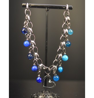 Bracelet Charms en Verre Filé – Éclat bleuté et Modularité