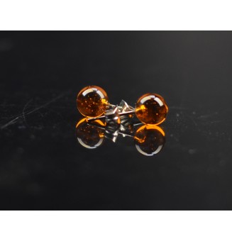 puces d'oreilles Acier Inoxydable en verre ambre