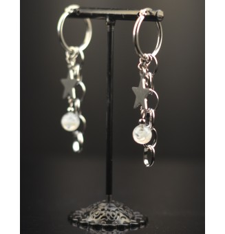Boucles d’Oreilles ROCK en Verre "blanc" et acier inoxydable -  par Liloo Créations