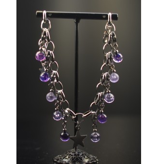 Bracelet Charms en Verre Filé – Éclat violet et Modularité