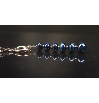 Collier "Éclat de Joie "bleu psyché" en perles de verre filé - acier inoxydable