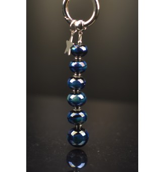 Collier "Éclat de Joie "bleu psyché" en perles de verre filé - acier inoxydable