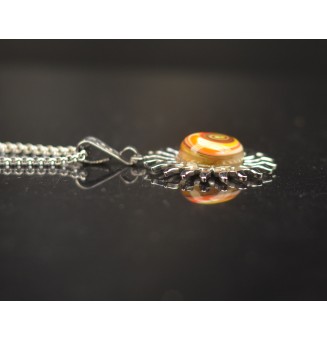 Collier Soleil Multicolore en Acier Inoxydable avec Perle de Verre Filé 50 cm