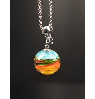 Collier "multicolore" en Perles de Verre et acier inoxydable 76cm + 3