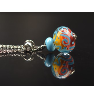 Collier "multicolore" en Perles de Verre et acier inoxydable 70 cm + 3