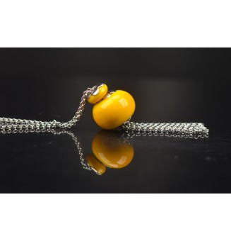 Collier Long Épuré avec Perle JAUNE, en Verre Filé – Liloo Créations  75 cm