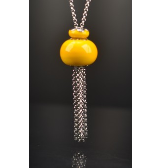 Collier Long Épuré avec Perle JAUNE, en Verre Filé – Liloo Créations  75 cm