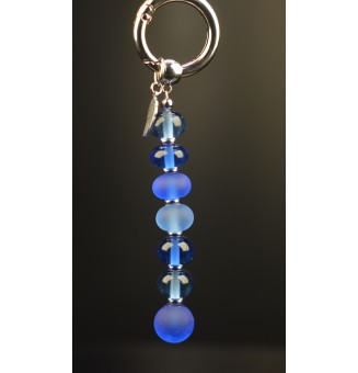 Collier "Éclat de Joie" pendentif interchangeable "bleu " en perles de verre filé - acier inoxydable