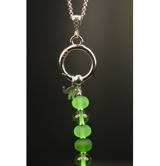 Collier "Éclat de Joie" pendentif interchangeable  "VERT" en perles de verre filé - acier inoxydable