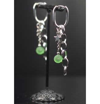 Boucles d’Oreilles ROCK en Verre "vert givré" et acier inoxydable -  par Liloo Créations