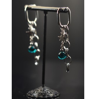 Boucles d’Oreilles ROCK en Verre "vert canard" et acier inoxydable -  par Liloo Créations