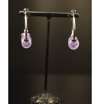 Créoles 3 cm en Acier Inoxydable avec perles de verre "VIOLET"