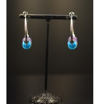 Créoles 3 cm en Acier Inoxydable avec perles de verre "MULTICOLORE"