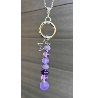 Collier avec Pendentif Interchangeable en Perles de Verre Filé - Élégance Personnalisable - violet
