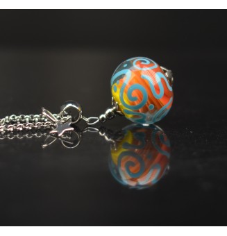 Collier "multicolore" en Perles de Verre et acier inoxydable 76 cm + 3