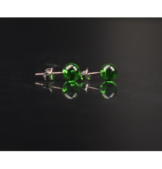 puces d'oreilles Acier Inoxydable en verre VERT translucide
