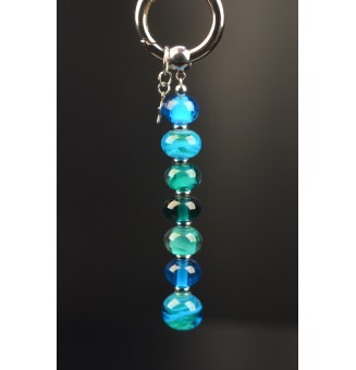 Collier avec Pendentif Interchangeable en Perles de Verre Filé - Élégance Personnalisable - vert bleu