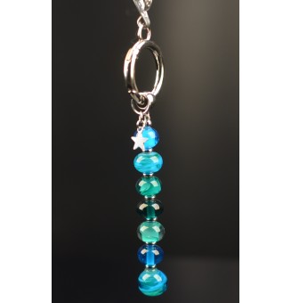 Collier avec Pendentif Interchangeable en Perles de Verre Filé - Élégance Personnalisable - vert bleu