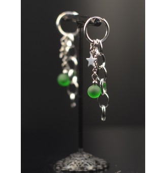 Boucles d’Oreilles ROCK en Verre "vert givré" et acier inoxydable -  par Liloo Créations