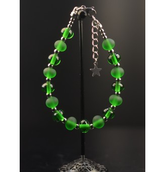 Bracelet "vert" en perles de verre filé – Un éclat de couleurs à votre poignet (18 / 19 cm)