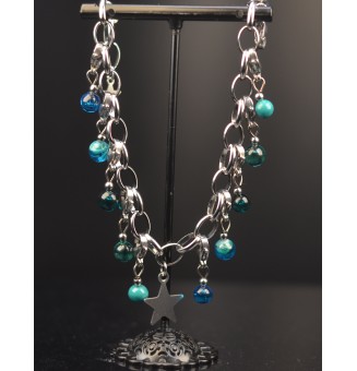 Bracelet Charms en Verre Filé – Éclat bleu/vert et Modularité