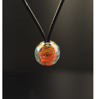 Collier en Perles de Verre Filé 46+3 cm "Élégance Murano "multicolore" -cuir noir