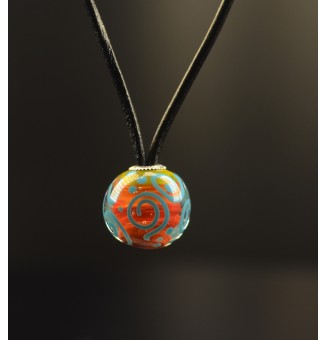 Collier en Perles de Verre Filé 44+3 cm "Élégance Murano "multicolore" -cuir noir