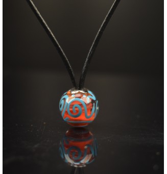 Collier en Perles de Verre Filé 43+3 cm "Élégance Murano "multicolore" -cuir noir