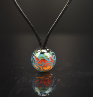 Collier en Perles de Verre Filé 44+3 cm "Élégance Murano "multicolore" -cuir noir
