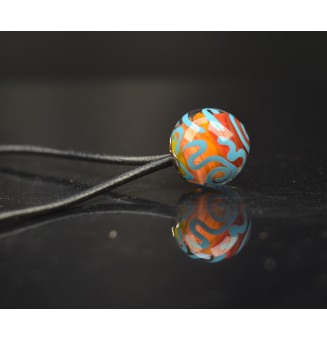 Collier en Perles de Verre Filé 44+3 cm "Élégance Murano "multicolore" -cuir noir