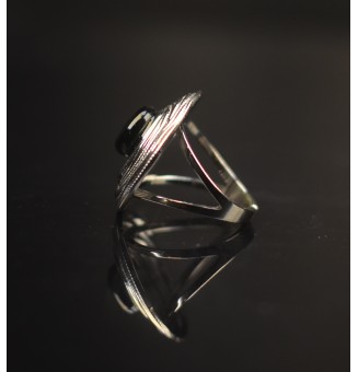 Bague en Verre Filé au Chalumeau "noire"  - acier INOXYDABLE