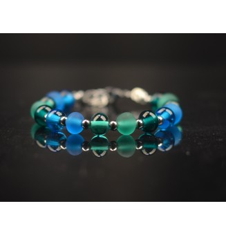 Bracelet "turquoise vert" en perles de verre filé – Un éclat de couleurs à votre poignet (16 / 17 cm)