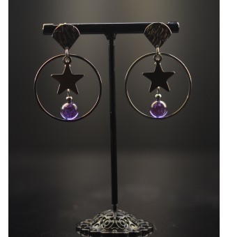 Boucles d’Oreilles  en Verre "Violet" - Élégance - par Liloo Créations