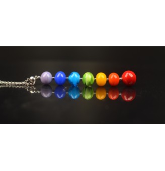 Collier "Éclat de Joie" multicolore en perles de verre filé - acier inoxydable -