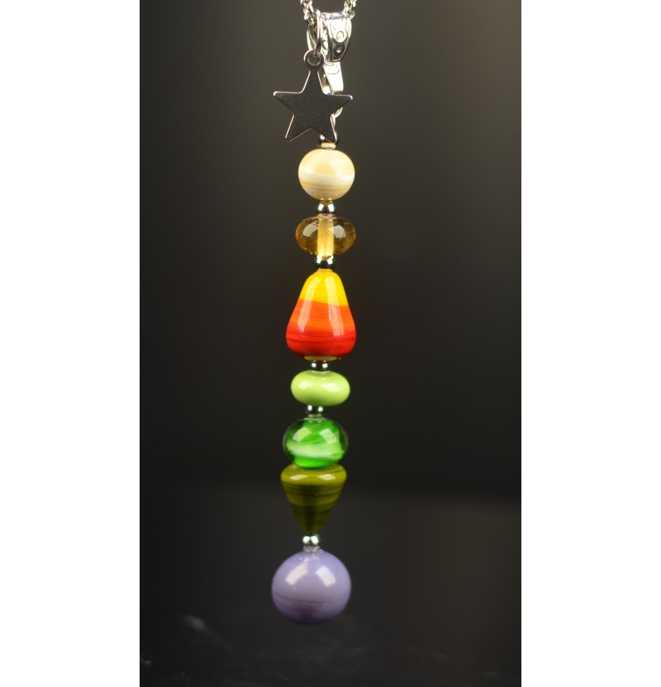 Collier "Éclat de Joie" multicolore en perles de verre filé - acier inoxydable