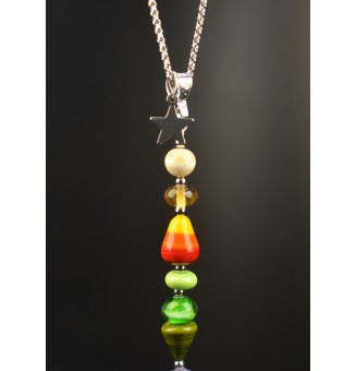 Collier "Éclat de Joie" multicolore en perles de verre filé - acier inoxydable