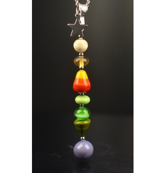 Collier "Éclat de Joie" multicolore en perles de verre filé - acier inoxydable