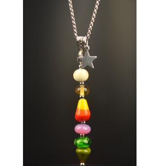 Collier "Éclat de Joie" multicolore en perles de verre filé - acier inoxydable