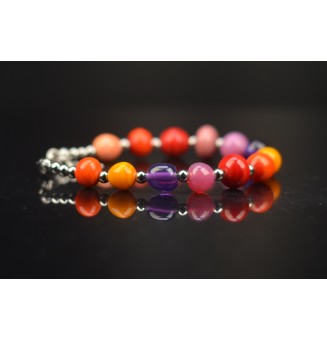 Bracelet "multicolore" en perles de verre filé – Un éclat de couleurs à votre poignet (16.5 à 17.5  cm)