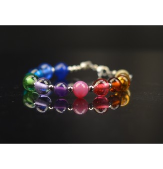 Bracelet "multicolore" en perles de verre filé – Un éclat de couleurs à votre poignet (16 à 17  cm)
