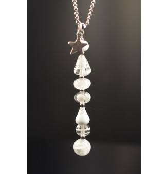 Collier "Éclat de Joie "blanc" en perles de verre filé - acier inoxydable