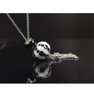 Collier Long Épuré avec Perle "noir/blanc" ,  en Verre Filé – Liloo Créations