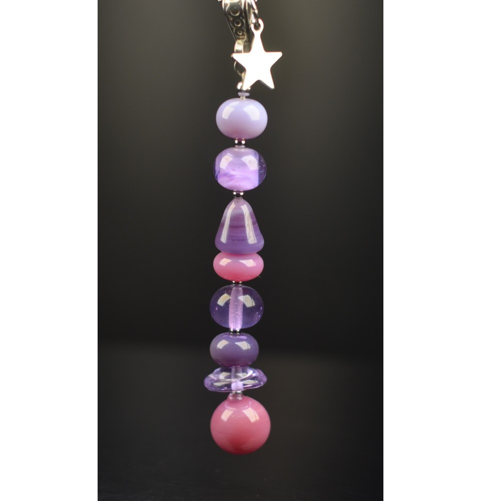Collier "Éclat de Joie "VIOLET" en perles de verre filé - acier inoxydable