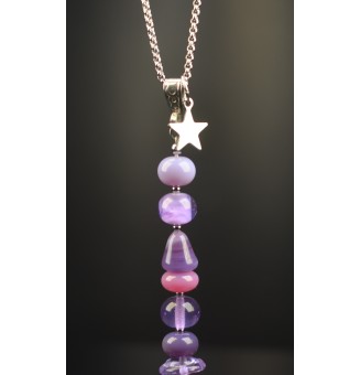 Collier "Éclat de Joie "VIOLET" en perles de verre filé - acier inoxydable