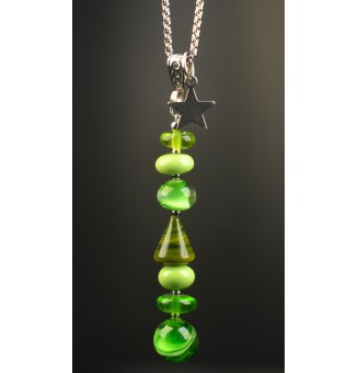 Collier "Éclat de Joie "vert" en perles de verre filé - acier inoxydable