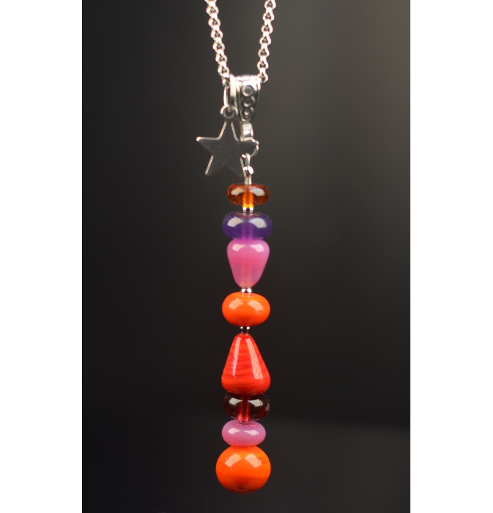 Collier "Éclat de Joie "multicolore" en perles de verre filé - acier inoxydable