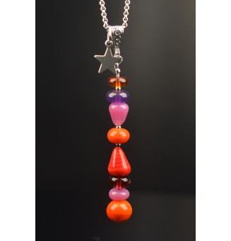 Collier "Éclat de Joie "multicolore" en perles de verre filé - acier inoxydable