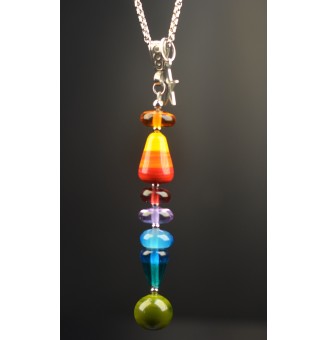 Collier "Éclat de Joie "multicolore" en perles de verre filé - acier inoxydable